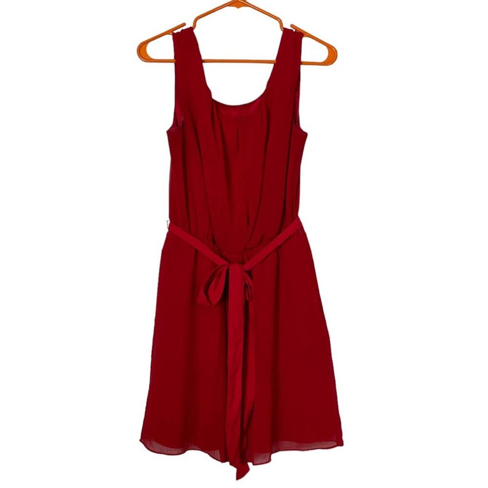 Express Solid Red Sleeveless Fit & Flare Dress Tie Belt Size Small